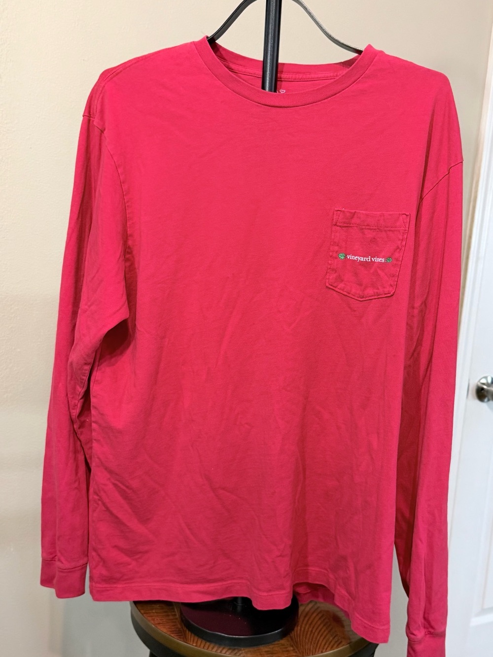 Vineyard Vines L Red Long Sleeve Crew Neck Cotton Jersey Dolphin Tee Christmas